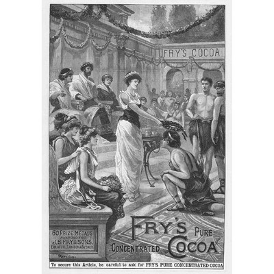 FRY'S Pure Concentrated Cocoa, Wreath Crown - Victorian Advertising Print 1892