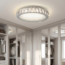 14 Inch Ceiling Light Dimmable Led Crystal Modern Flush Mount 38w 3cct Fixture