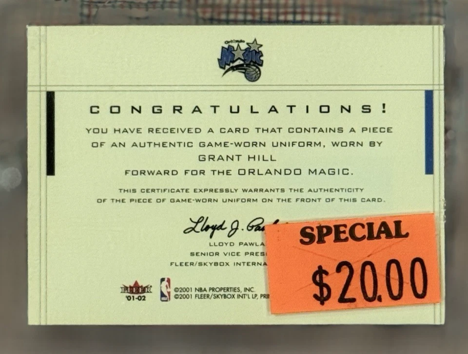 NBA Relic Lot 🏀 8 Jersey/Court Relics – Mutombo Hill Hardaway & More (2001–02) - Image 2 of 4