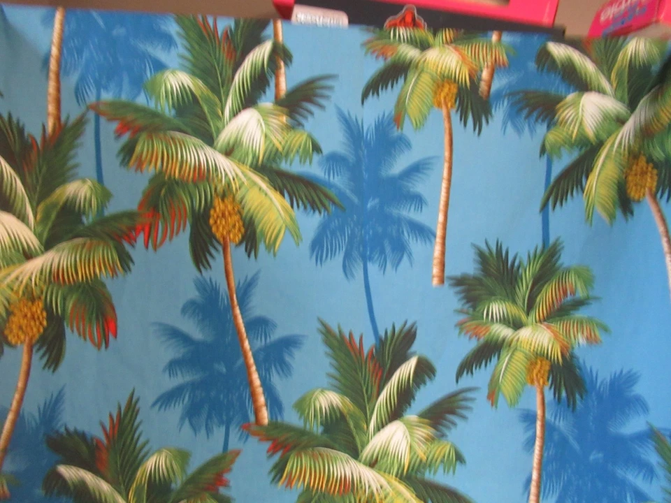 Trendex  Blue Hawaiian Tropical TREES  Cotton Fabric Paradise    35" X43"  NEW - Image 3 of 4