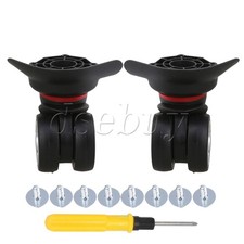 2 x Black 10.8x9.9x4.7cm Left  Right Luggage Suitcase 360 degree Rotate Wheels