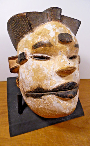 Small OGONI ELU articulated forehead MASK Nigeria exc. cond.  [Boston Primitive]