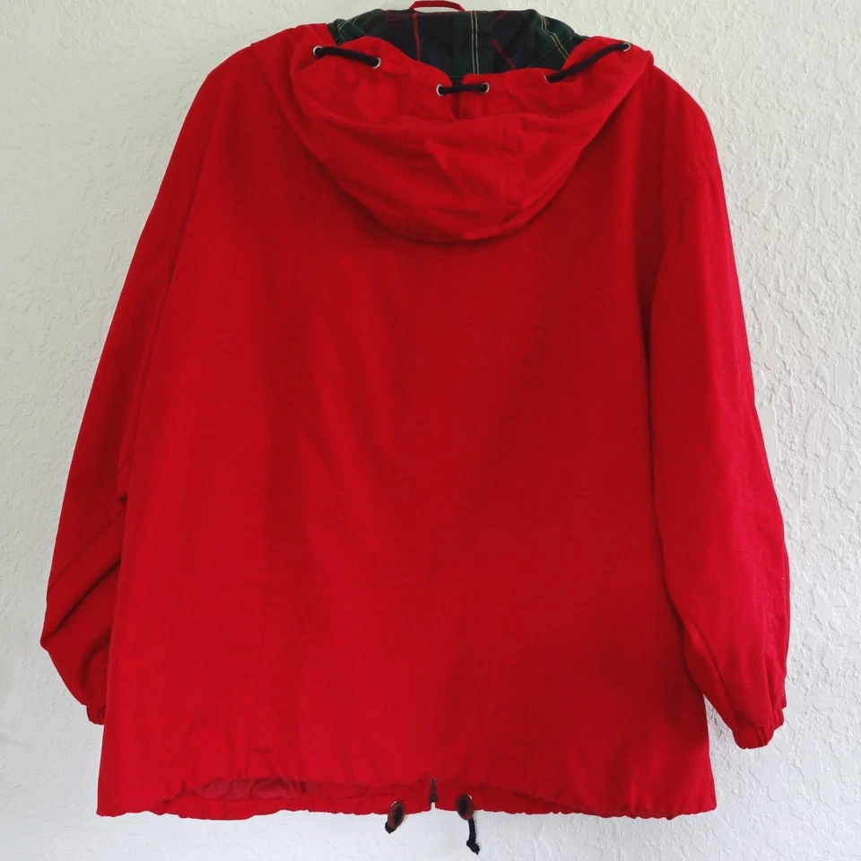 Abrigo Chaqueta MULBERRY STREET Rojo Talla XL Cremallera Frontal Capucha a Cuadros con Bolsillos Foto 2 de 4