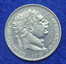 1818 Great Britain, silver Sixpence 6p,  King+ George III , GEOR III D.G.