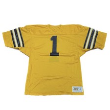 Vintage 70 s Russell Athletics Yellow Navy Mesh Football Jersey Size L USA Made