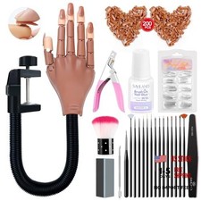 Practice Hand for Acrylic Nails, Flexible Moveable Fake A-Nail Practice Hand