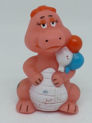 ALTE PVC KUNSTSTOFF FIGUR DINO LUSTIG ROSA