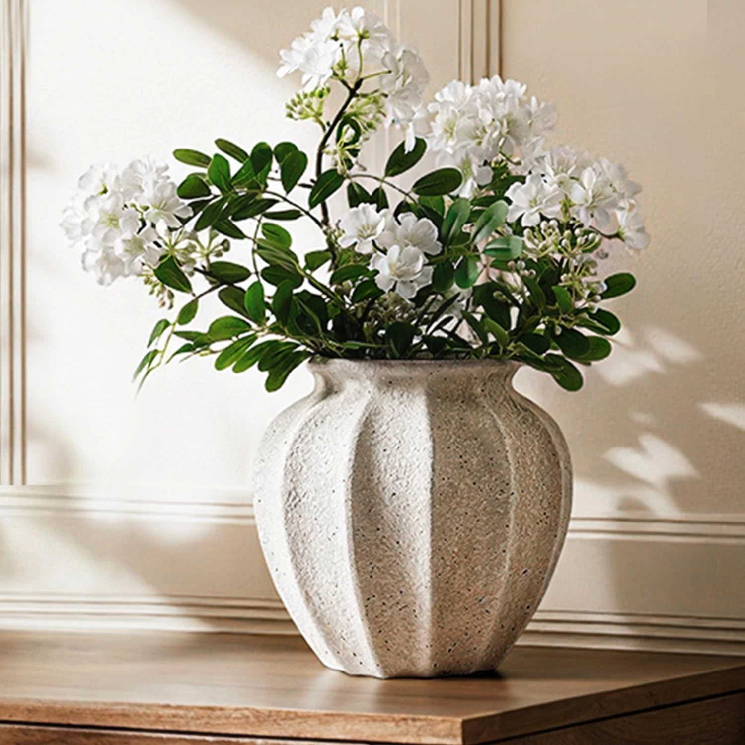 9.3" Ceramic Vase, Artisan Large White Ceramic Vase for Modern Farmhouse Home...