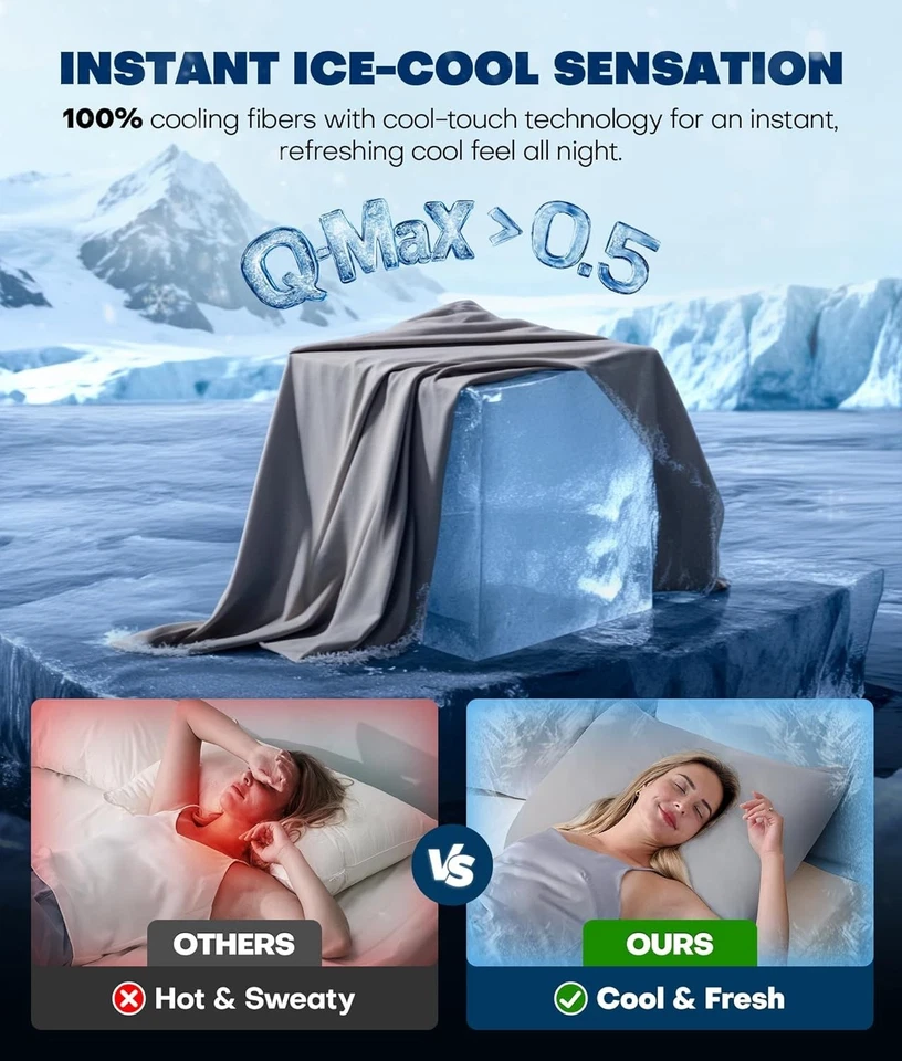 Cooling Pillowcases Set of 2 | Ultra-Chill Breathable Covers for Hot Sleepers - Image 3 of 4