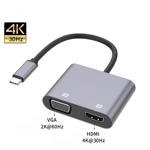 USB-C Type C to VGA HDMI Adapter Thunderbolt 3 VGA Adapter For Macbook Laptop - Afbeelding 1 van 7