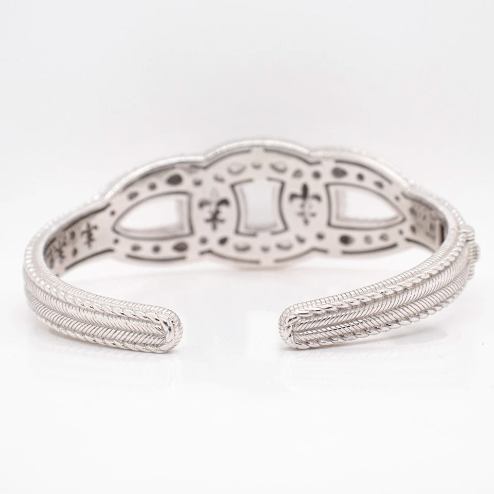 Brazalete Judith Ripka de plata de ley, esmalte negro y circonita cúbica Diamonique.  Foto 4 de 4