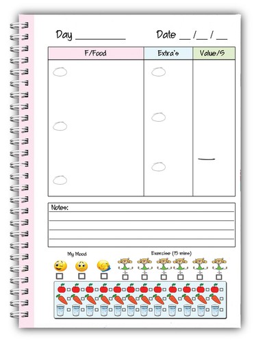A5 DIET DIARY SLIMMING TRACKER FOOD DIARY WEIGHT LOSS JOURNAL COFFEE GIRL - Picture 3 of 6