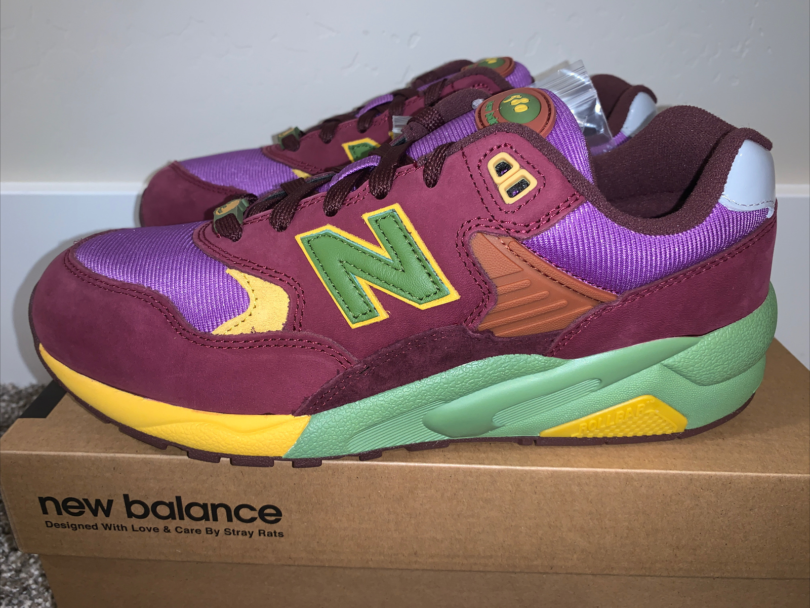 Size 8.5 - New Balance 580 x Stray Rats Tribute to 2007 - Burgundy 2022 ...