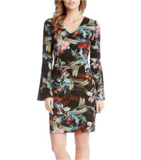NWT KAREN KANE BLACK FLORAL CAREER SHIFT DRESS SIZE M $139