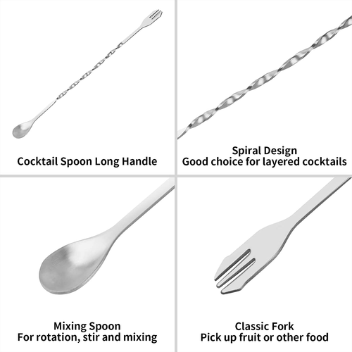 Muddler for Cocktails, 10" Muddler and Long Handle Bar Cocktail Mixing Spoon, - Picture 5 of 12