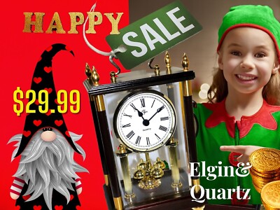 Vtg Elgin Quartz Mantle Carriage Clock SALE**