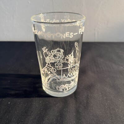 Welch's Vintage Jelly Glass Flintstones Pebbles' Birthday Party Barney Dino 1964