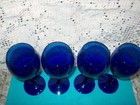 COBALT BLUE LONG STEMWARE WINE GLASS/GOBLETS SET OF (4) VERY NICE' CLEAN GLASSES — photo 4