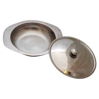 Edelstahl runde Gratinschale mit Deckel 7,5'' Reis, Curry, indische Küche