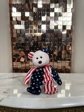 Rare 1999 “Spangle” The Original Bear TY Beanie Baby Stars And Stripes Plush VTG