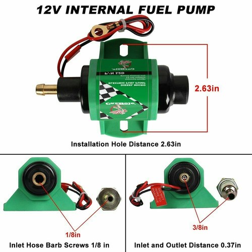 Fuel Pump 3/8 inch Inlet Outlet 35 GPH 4-7 PSI Pump 12V US New Micro Electronic - Picture 9 of 10