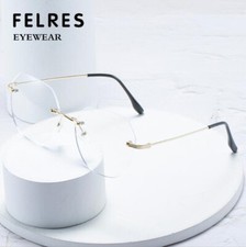 Rimless Metal Myopia Nearsighted Glasses For Women Classic Round Glasses New