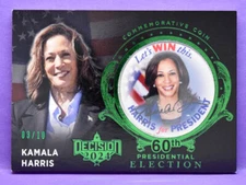Kamala Harris Decision 2024 GREEN FOIL COLORIZED COMMEMORATIVE COIN HC3 #d 03/10