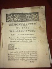PROVENCE. REMONSTRAKTIONEN ÜBER DEN AUFSTAND DES ZWANZIGSTEN JAHRHUNDERTS, 1749.