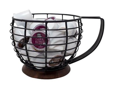 Martha Stewart 10''  Kup Keeper, Black Iron Wire with Mango Wood Base