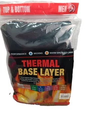 Polar Extreme Men's Top and Bottom Base Layer Set, SIZE 2 XL, Warm, Black, NEW!!