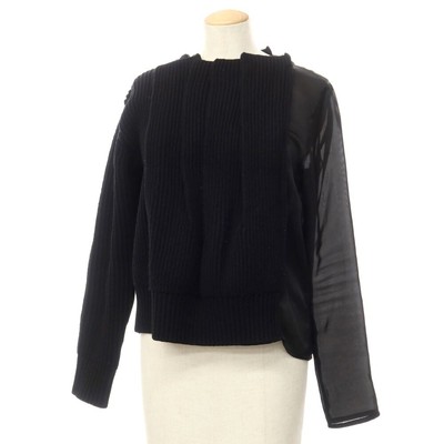 Used Sacai Wool Switching Pullover Knit Black Size 1 A/W Condition 