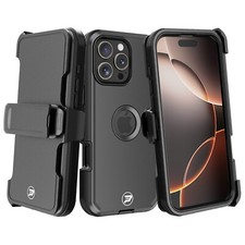 for iPhone 16 PRO MAX Belt Clip Holster Triple Layer TPU and PC Smooth Case