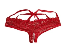 Seven Til Midnight Womens Lace Cage Back Cheeky Panty Red Small