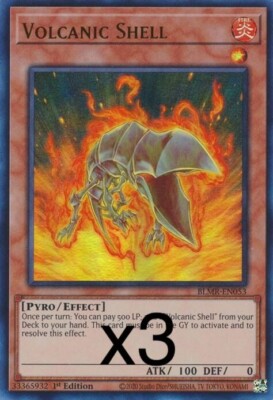 3X Yugioh Volcanic Shell BLMR-EN053 Ultra Rare 1st Edition NM