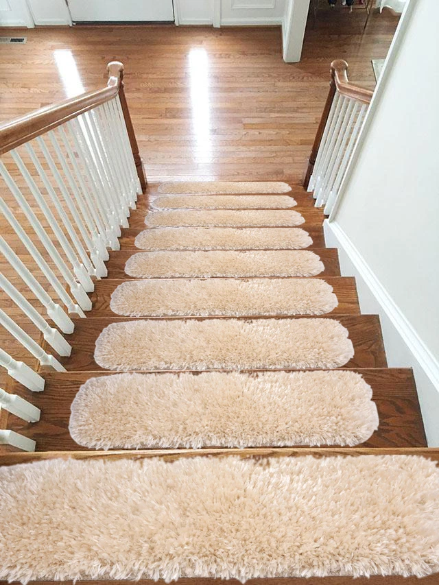 Stair Treads Carpet Non Slip Cleaning Machine Washable, Fluffy Shipskin 22x67cm - Image 2 of 4