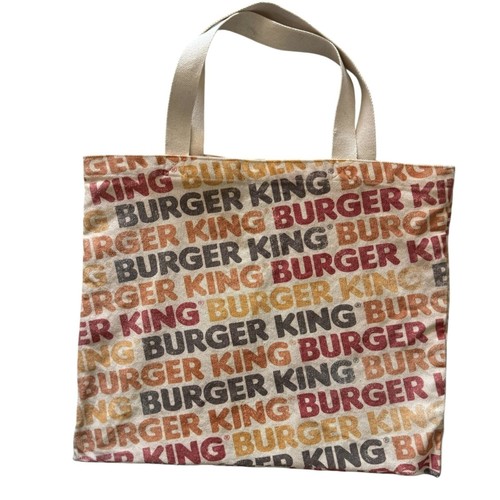 Burger King Canvas Tote Bag Spell Out All Over Print retro vintage swag promo - Picture 7 of 7