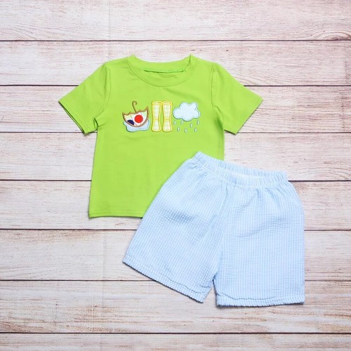 NEW Boutique Boys Shorts Outfit Set Tacos Country Music Police Rain Boots - Picture 5 of 9