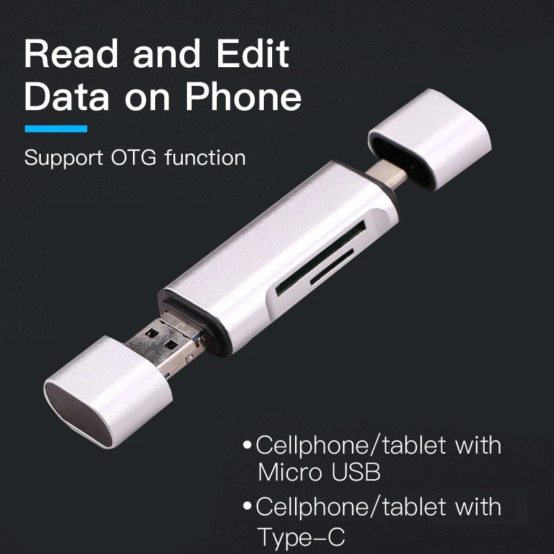 Type C Micro USB SD TF Card Reader for Samsung S22 S21 Huawei P40 LG Android - Image 3 of 4