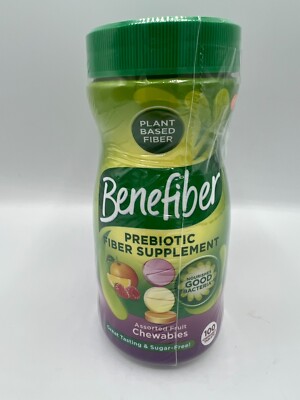 2 PacK - Benefiber Prebiotic Fiber  Assorted Fruit 100 Chewable Tablets EXP01-25