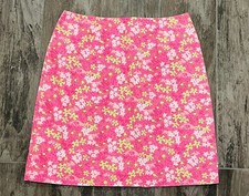 VINTAGE LILLY PULITZER sz 4 Hippo Pink Skirt Green White Floral Cotton