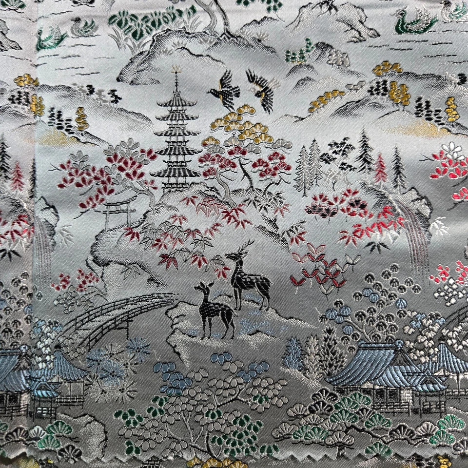 Brocado Jacquard Plata Sari Material - De Colección 30 x 117 Foto 2 de 4