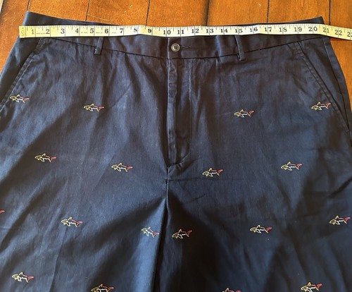Men's Greg Norman Navy Blue Shark Logo Golf Shorts Size 42 Beach Casual Cotton - Picture 6 of 7