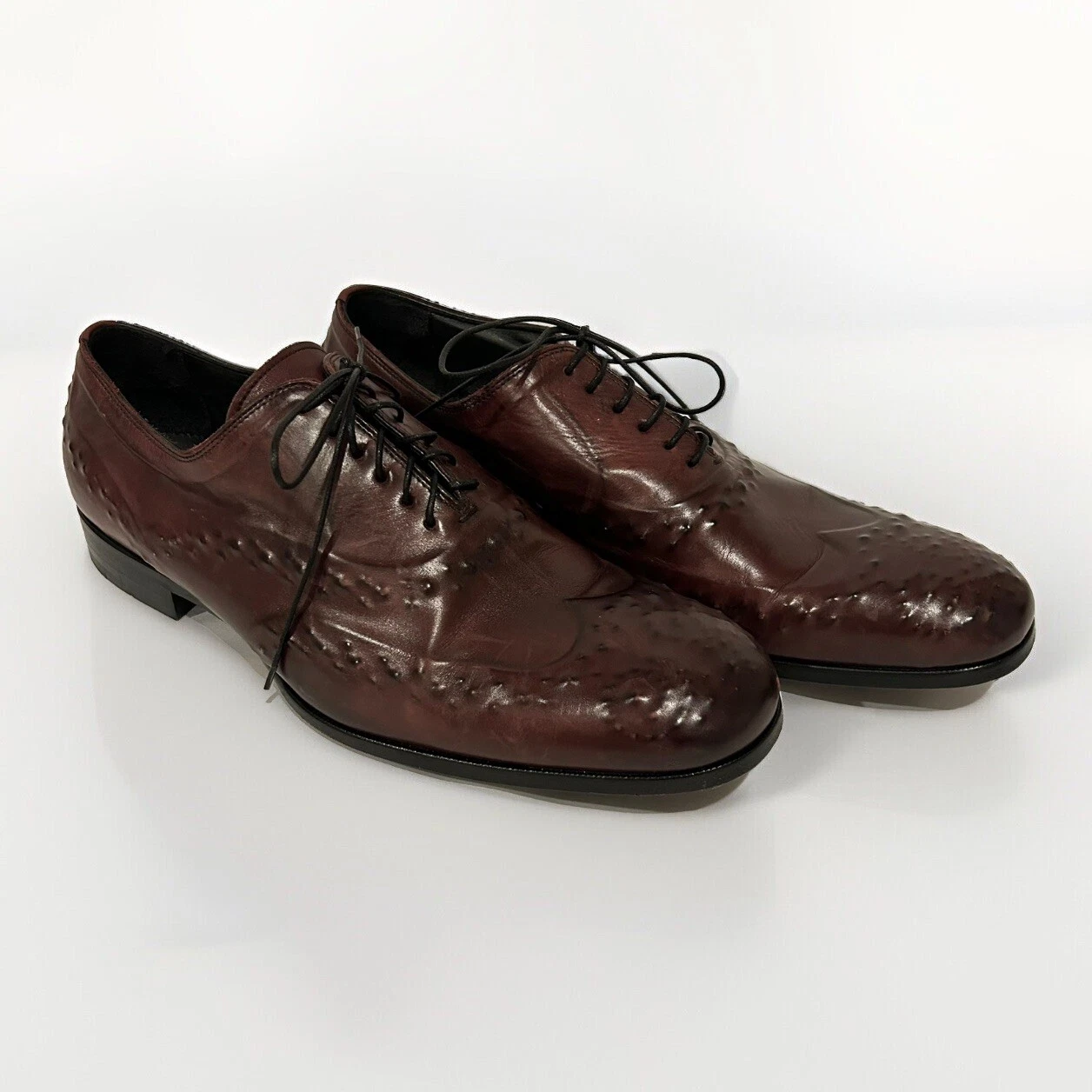 Scarpe Oxford Alexander McQueen in pelle marrone alare da uomo taglia EU 45 US 11 5