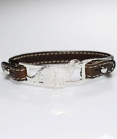 Borzoi 3D-Armband Aus Echtem Leder In Sterling Silber Luce