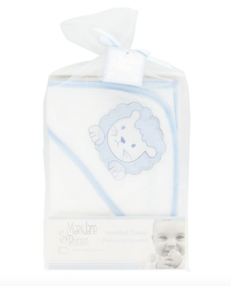 Blue Lion Baby Boy Hooded Bath Towel NIP Mesh Bag Mary Jane & Buster