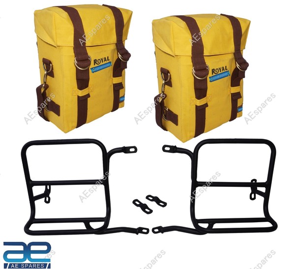 FüR Royal Enfield Classic 350 500 Gelbe MilitäR Pannier + Montagerahmen Ecs-image
