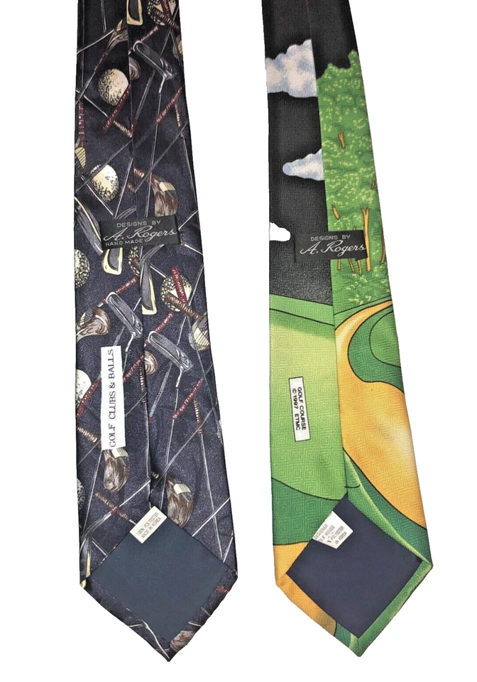 "Juego de 2 diseños de A ROGERS para hombres palos de golf pelotas poliéster corbata novedad 58""" Foto 2 de 4
