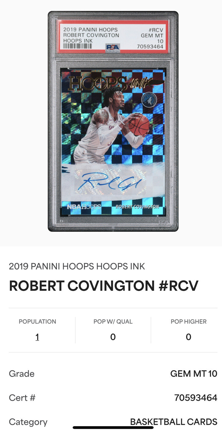 2019 NBA Hoops Ink Robert Covington CLIPPERS AUTO ROOKIE PSA 10 GEM MINT POP 1 view 4