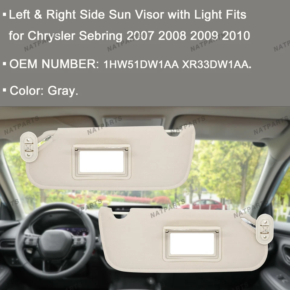 Par de parasol lateral gris para Chrysler Sebring 2007-2010 1HW51DW1AA 1HW52DW1AA Foto 2 de 4