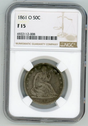 1861-O Liberty Seated HALF 50C  NGC FINE 15